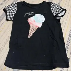 GITA 半袖Tシャツ アイスクリーム柄 ブラック