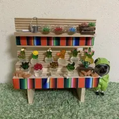 クリスタルサボテン　メキシカン棚飾り置き物　ハンドメイド多肉植物