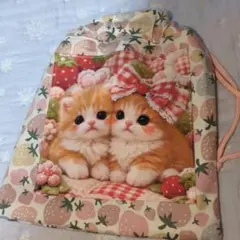 巾着袋パネル猫ハンドメイド