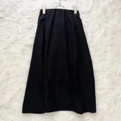 ブージュルード フレアスカート（38）ロング丈 黒 ウエストゴム 上品 洗えるのサムネイル