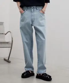 WYM ライトブルーデニムストレートパンツ
