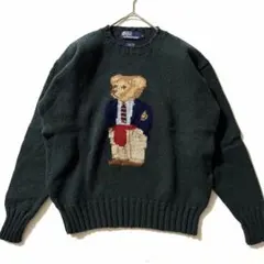 90s ポロバイラルフローレン ポロベア HAND KNIT ウールニット S