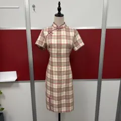 チェック柄チャイナドレス 半袖