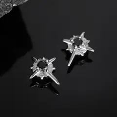 블랙 크로스 스톤 마그네틱 귀걸이 스트롱 스테레오 y034r