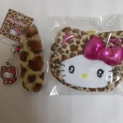 ハローキティ　ギャルネコ　フェイス形ポーチ＆ストラップ　2点セット