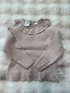 ZARA KIDS フリルネック リブニット トップス ピンク 104cm