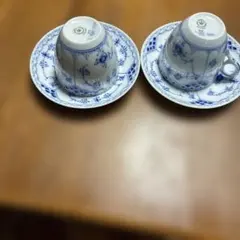 ロイヤルコペンハーゲンブルークルーテッドプレインカップ・ソーサー 2 セット