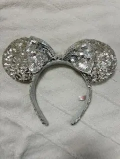 ディズニーカチューシャ　スパンコール　シルバー　ミニー