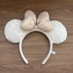 東京ディズニーリゾート ミニー カチューシャ 白 キルティング パール シンプル