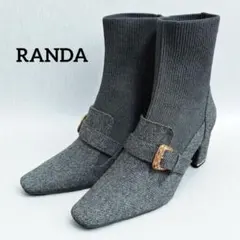 RANDA キルティングバックルニットドッキングブーツ　S　グレー