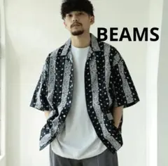 BEAMS ペイズリー柄 半袖シャツ ブラック Mのサムネイル