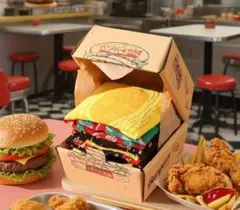 食品サンプル☆リアルな食べかけハンバーガー＆エビフライセット新品