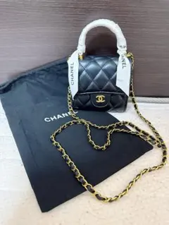 【本日限定特価】CHANEL　ノベルティ　ブラックレザー ショルダーバッグ りっとん様 CHANEL ノベルティショルダーバッグ黒×黒