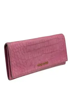 ミュウミュウ miu miu 長財布 クロコ型押し レザー 二つ折り ローズのサムネイル