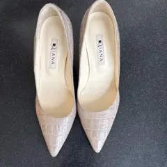 Diana クロコダイル型押し ハイヒール グレー