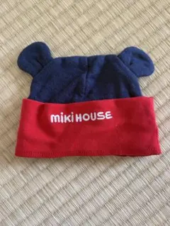 mikiHOUSE クマ耳帽子 ネイビー/レッド　42
