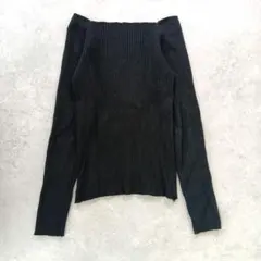 ▢GRL ブラック リブ編み 長袖ニット