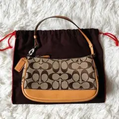 COACH コーチ アクセサリーポーチ ミニハンドバッグ シグネチャー レザー