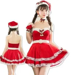 サンタ ワンピ 6点 コスプレ クリスマス 赤 レディース 忘年会 イベント