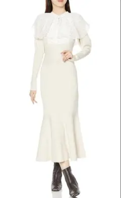 SNIDEL Sustainableスクエアカラーニットワンピース 春ワンピース