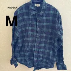 HAGGAR チェック柄 長袖シャツ M