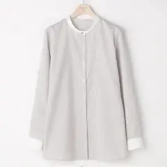 ORIHICA スーパーノンアイロンシャツ バンドカラー クレリック　ストライプ