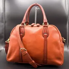 【美品】ソメスサドル レザー 2WAY ショルダーバッグ ミニボストン ブラウン