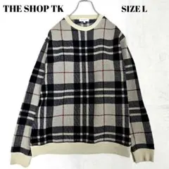 極美品 ザショップティーケー ニット メガチェック柄 カジュアル L
