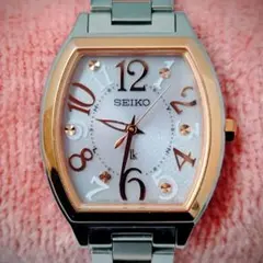 SEIKO lk 腕時計　 シルバー/ゴールド/盤面ピンク/ソーラー電波時計