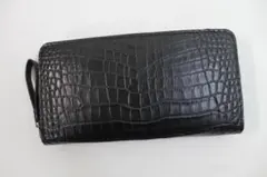 クロコダイル 財布 長財布 本革 無双 ラウンド 両面クロコ ブラック 一 