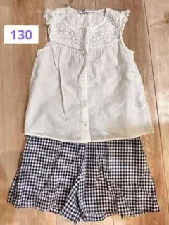 【120〜130】H&M ノースリーブ シャツ パンツセット コーディネート