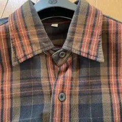 ユニクロ　ブラウン チェック柄 長袖シャツ