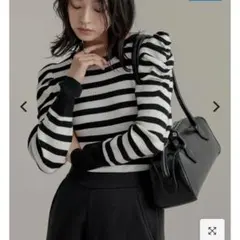 Re:EDIT リエディ　パフスリーブ ニット ストライプ