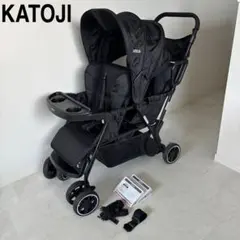 美品 カトージ 2人でGO 41300 二人乗りベビーカー ベージュ ブラック