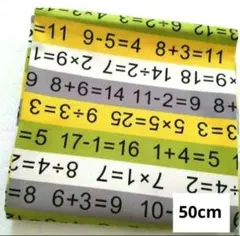 【レア生地・在庫わずか】50cm　生地　計算　算数　足し算　引き算　掛け算