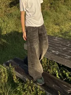 H&M スーパーバギーデニム ダークグレー