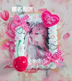 【ハンドメイド】ホイップデコ B8 硬質カードケース さくらんぼホイップピンク
