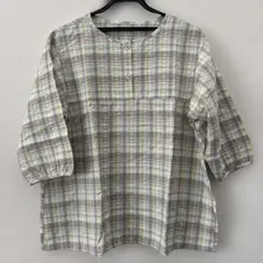 TOPVALU COOL パジャマ 上のみ チェック柄 Mサイズ新品のサムネイル