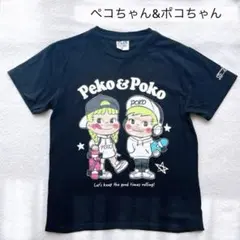 Peko & Poko 半袖Tシャツ 黒 スケボー ペコちゃんポコちゃん 不二屋