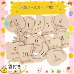 木製バースデーフォト ✨13枚入りマンスリー月齢フォトニューボーンフォト袋付き