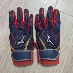 Mizuno バッティンググローブ 両手用 ネイビー/レッド