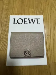 LOEWE カードケース 小銭入れ ピンクベージュ リネン アナグラム 
