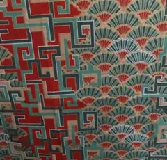 幾何学模様と扇形デザインの綿生地　135×90cm