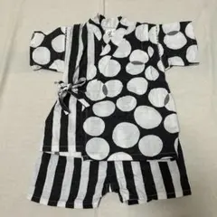 白黒水玉ストライプ甚平 80