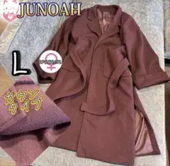 JUNOAH サイドスリット ガウンコート ボルドー L ベルト付き　チェスターのサムネイル