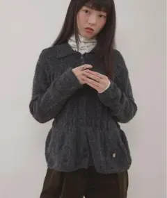 MUHET シャーリングニットシャツカーディガン