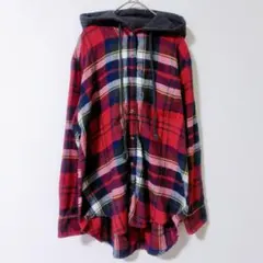 AMERICAN EAGLE 【М】レッド ブルー チェック柄 パーカー 長袖のサムネイル