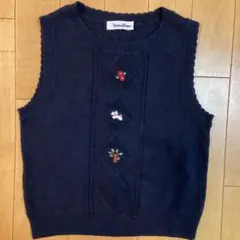 ファミリア familiar ニット ベスト 120 刺繍 ウール混 毛 美品