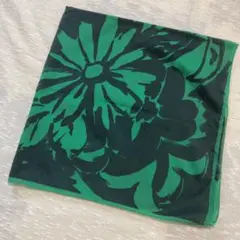 8-5.レトロフラワー　アートモチーフ　ヴィンテージスカーフ　グリーン系