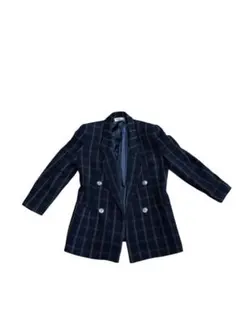 チェック ダブルブレスト テーラードジャケット（肩パッドつき）